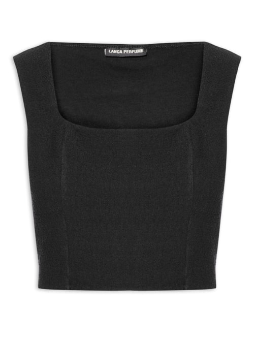 Blusa Feminina Cropped sem Manga – Preto