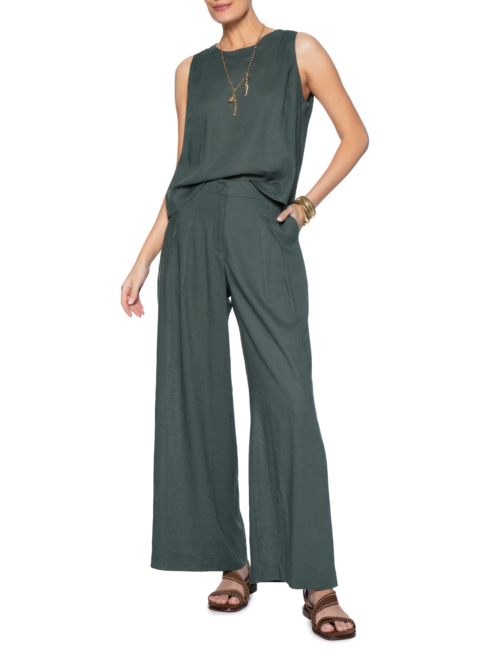 Blusa Feminina Cropped Sem Manga Verde Maria Filó