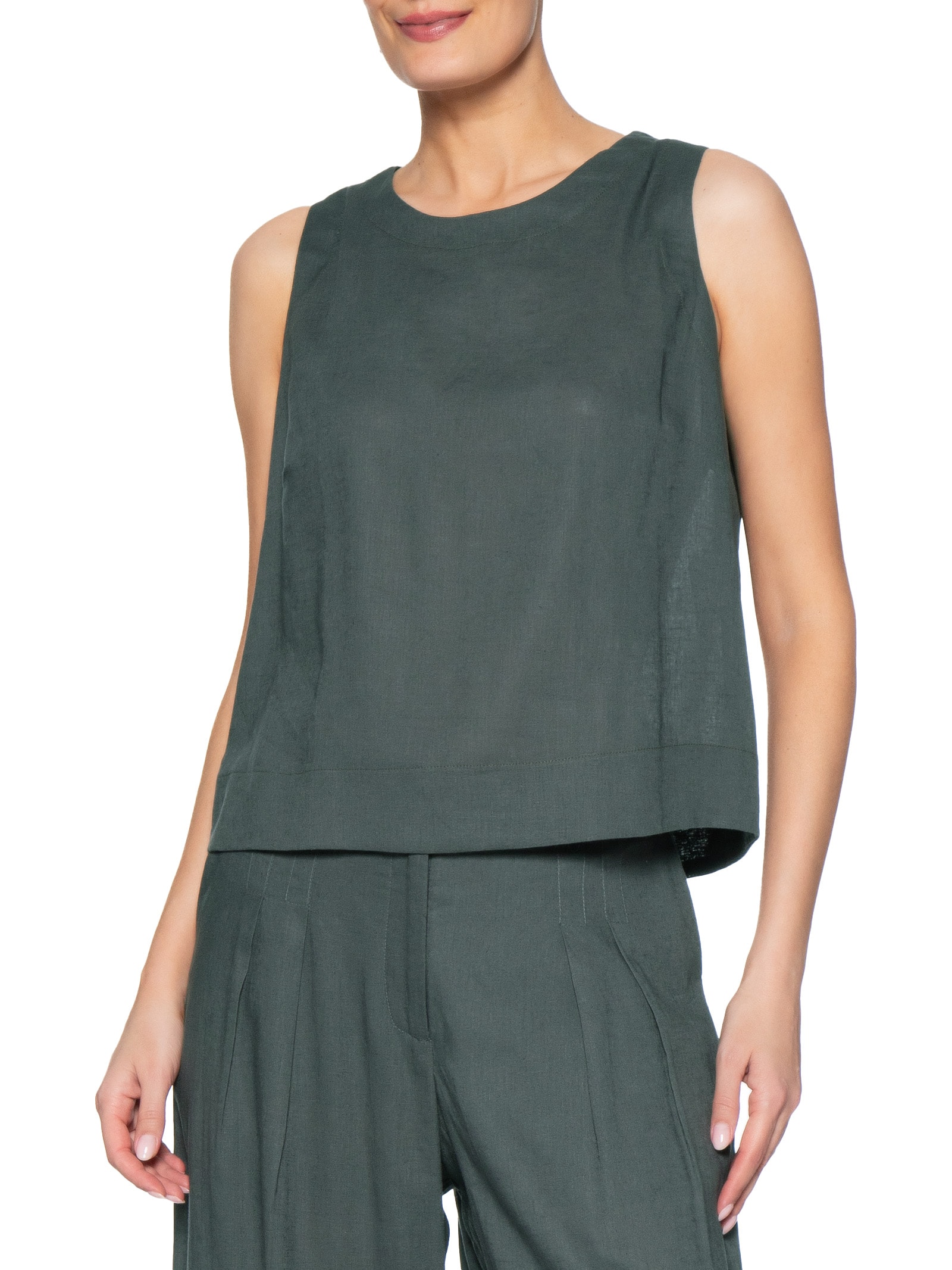 Blusa Feminina Cropped Sem Manga Verde Maria Filó