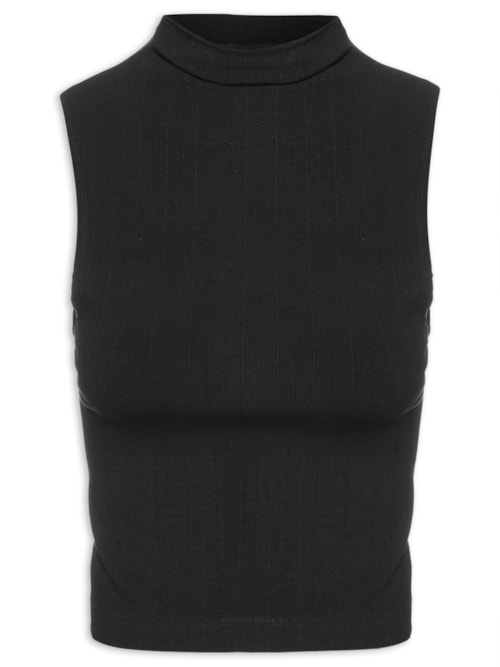 Blusa Feminina Cropped SM Gola Média – Preto