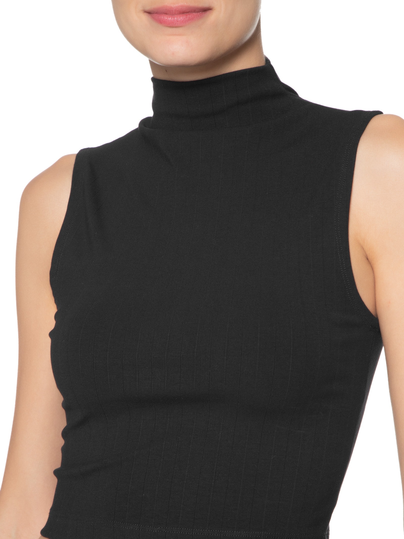 Blusa Feminina Cropped SM Gola Média Preto Market 33