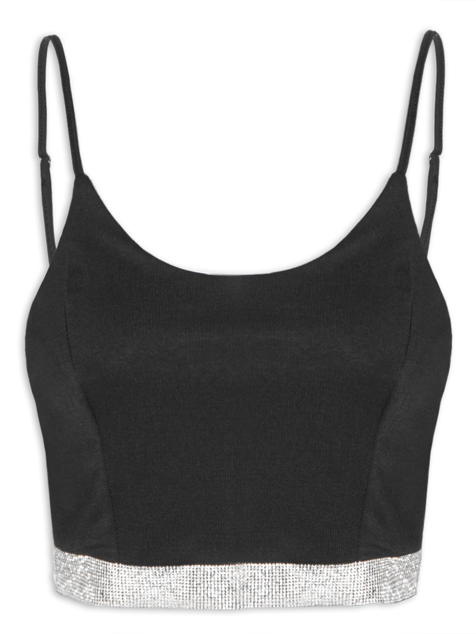 Blusa Feminina Cropped Strass Preto Market 33