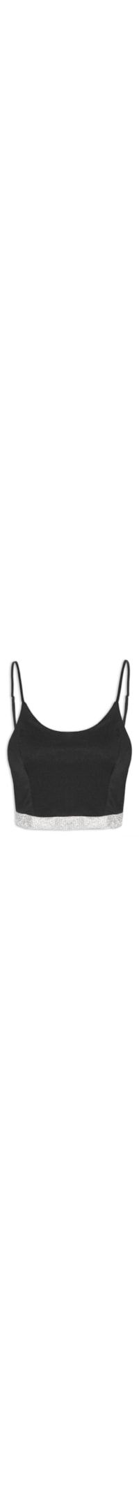 Blusa Feminina Cropped Strass - Preto