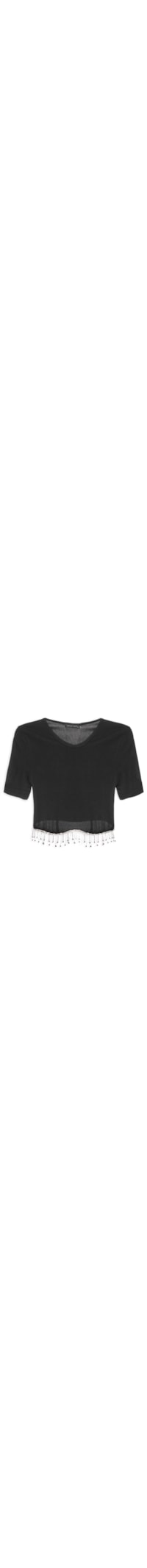 Blusa Feminina Cropped Strass - Preto