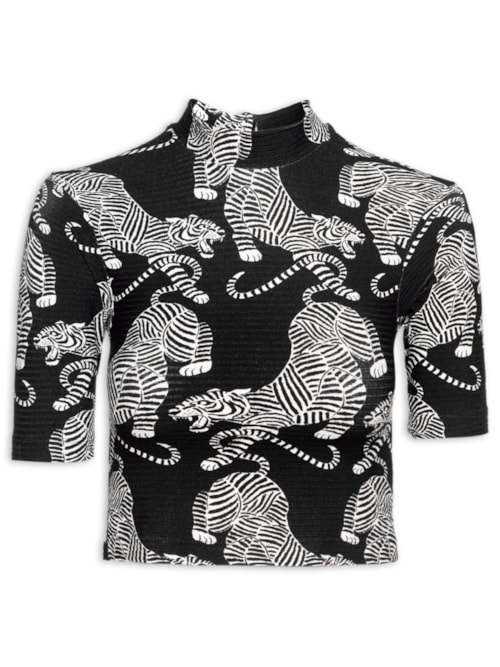 Blusa Feminina Cropped Tigres – Preto