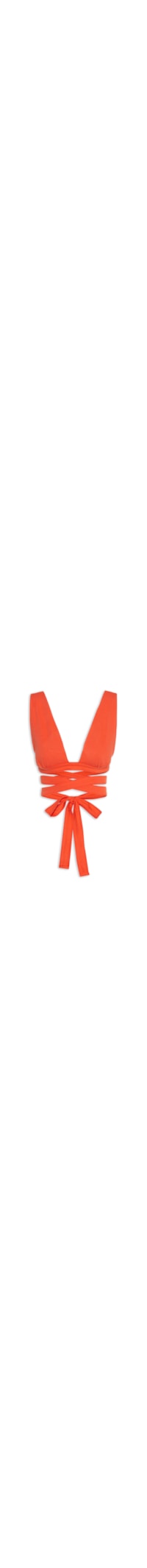 Blusa Feminina Cropped Transpassado Com Amarração - Laranja