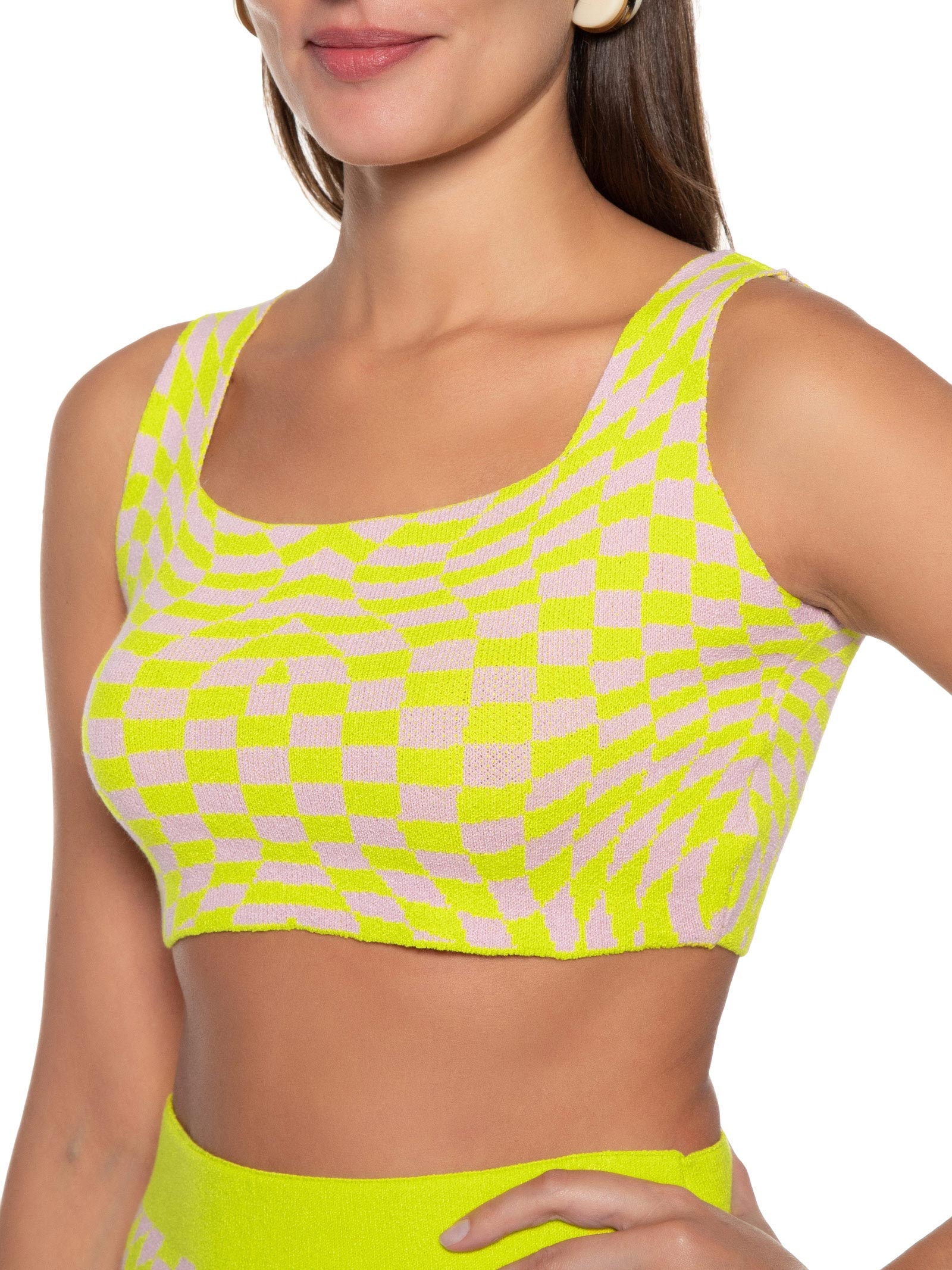 Blusa Feminina Cropped Tricot Amarelo Market 33