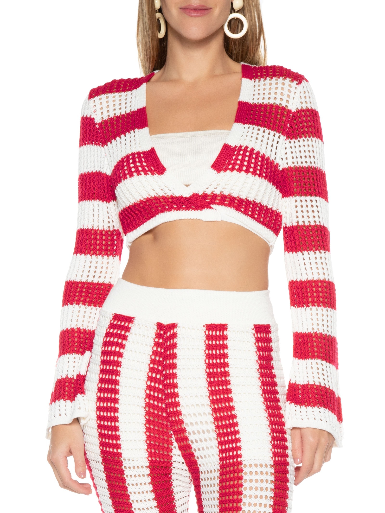 Blusa Feminina Cropped Tricot Listrada Off White Dress To