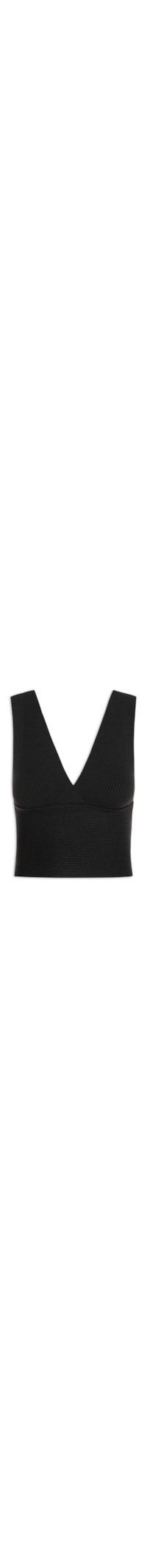 Blusa Feminina Cropped Tricot Regata - Preto