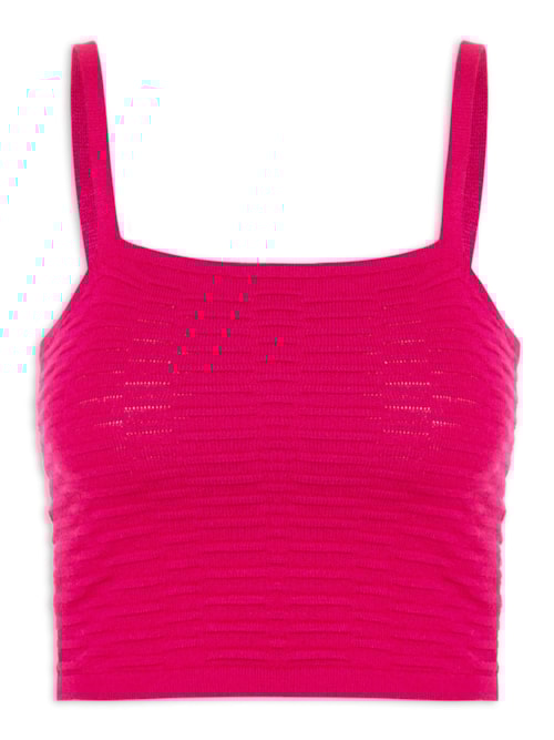 Blusa Feminina Cropped Tricot Sem Manga – Rosa