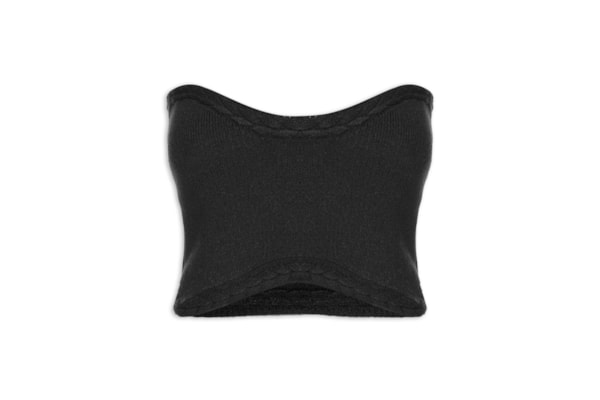 Blusa Feminina Cropped Tricot Trançado - Preto