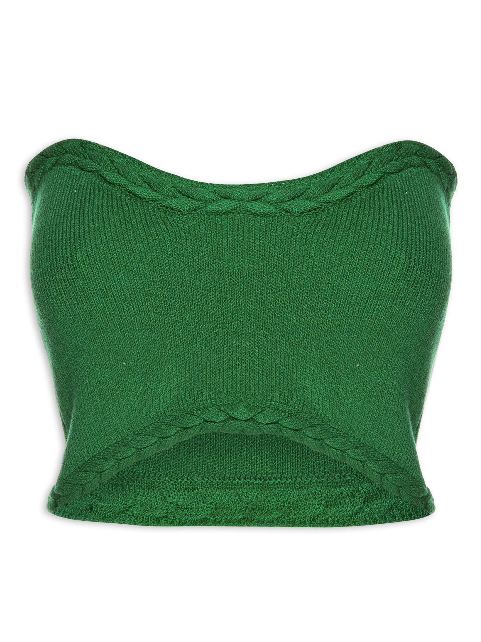 Blusa Feminina Cropped Tricot Trançado Verde Market 33
