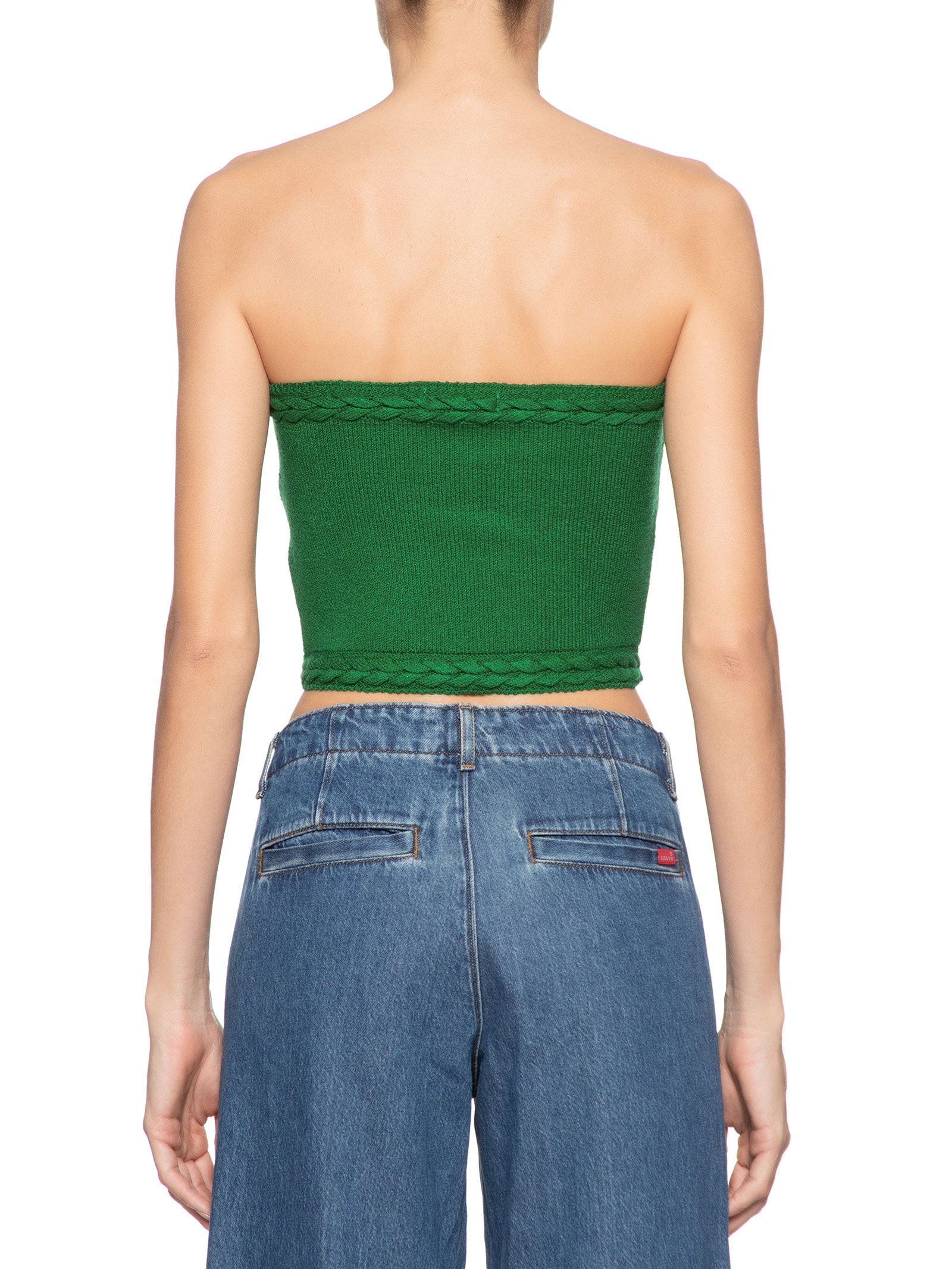 Blusa Feminina Cropped Tricot Trançado Verde Market 33
