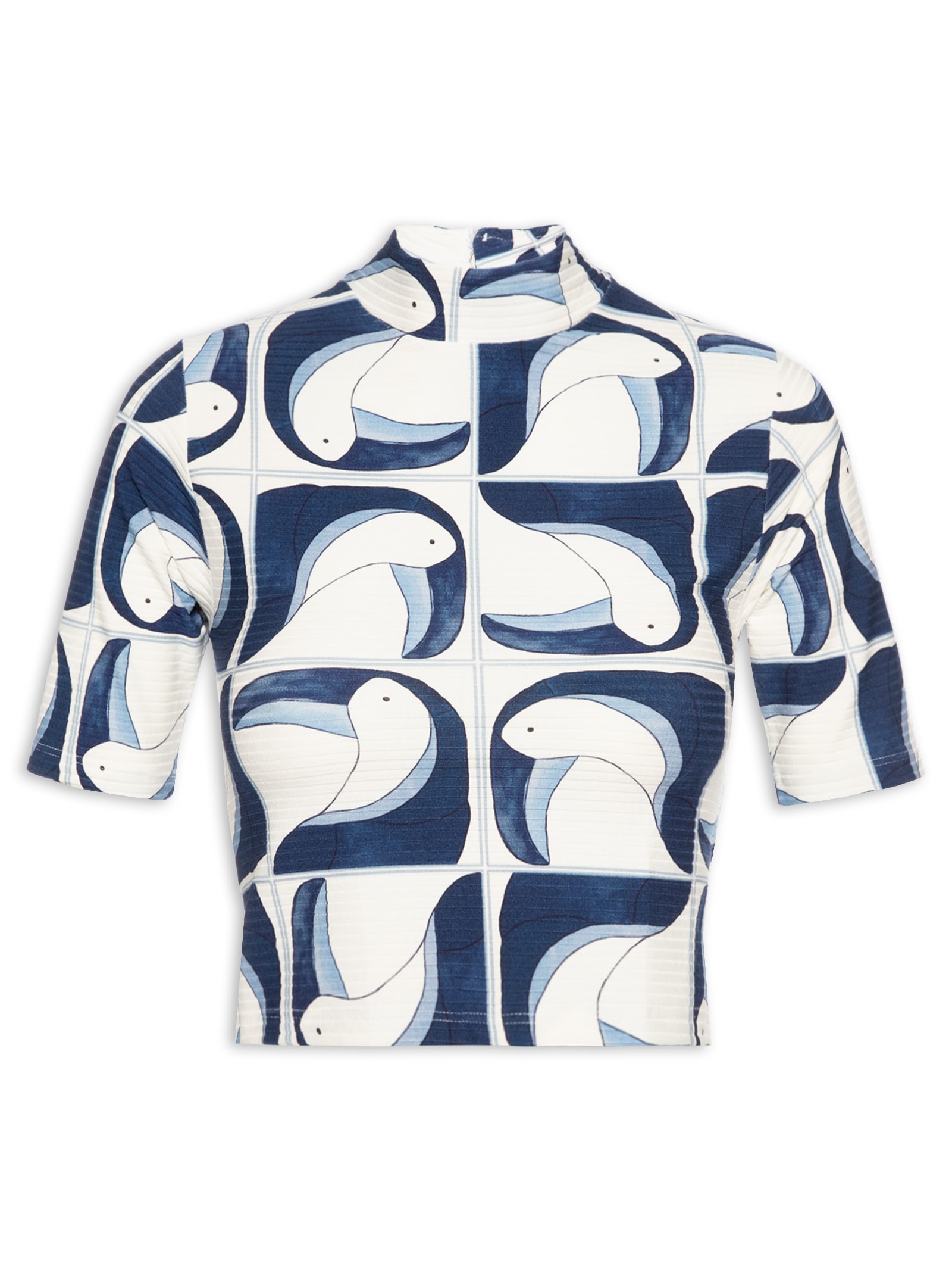 Blusa Feminina Cropped Tuca Tropical Azul Farm