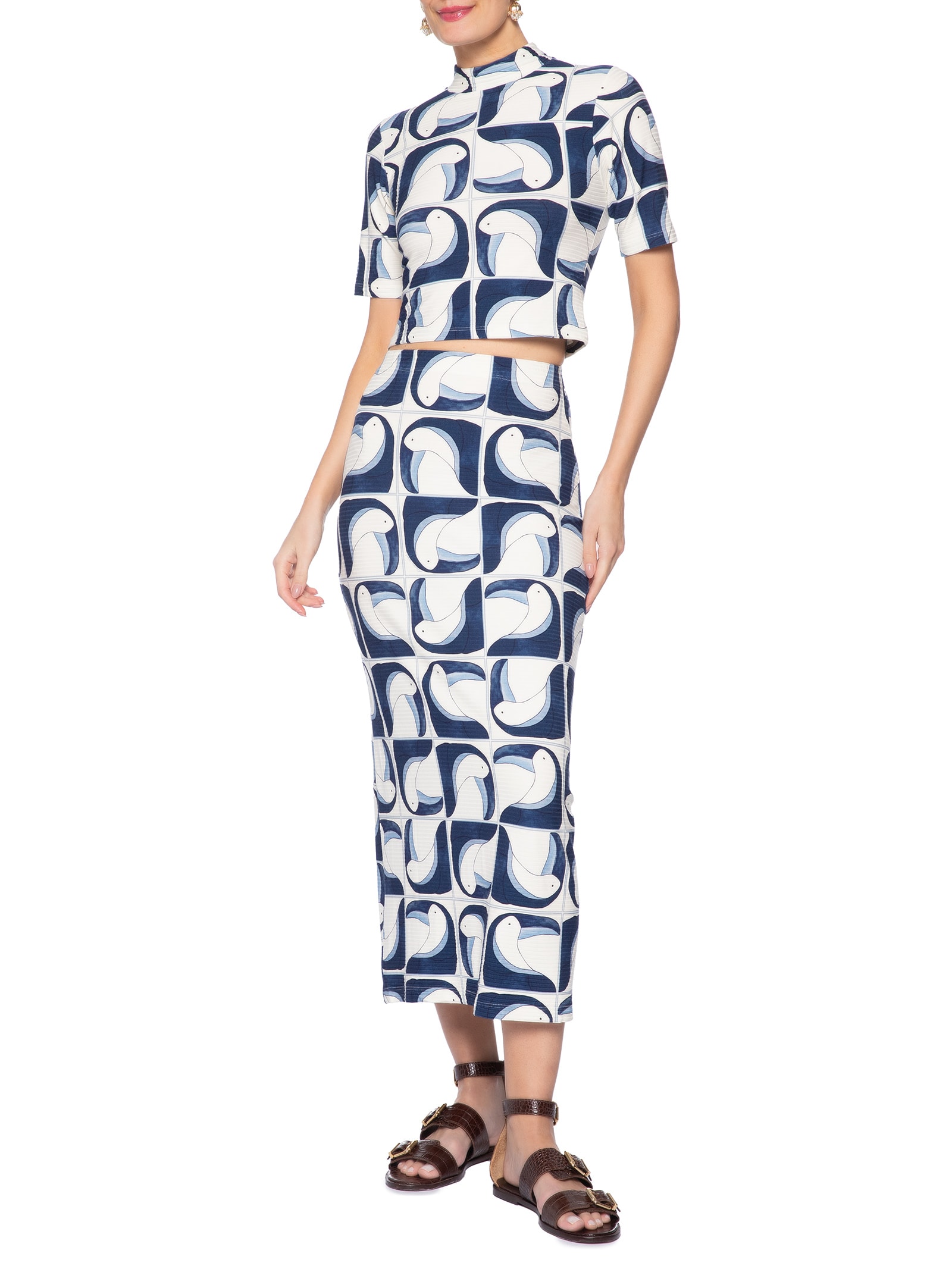 Blusa Feminina Cropped Tuca Tropical Azul Farm