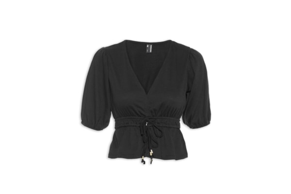 Blusa Feminina Cropped V - Preto