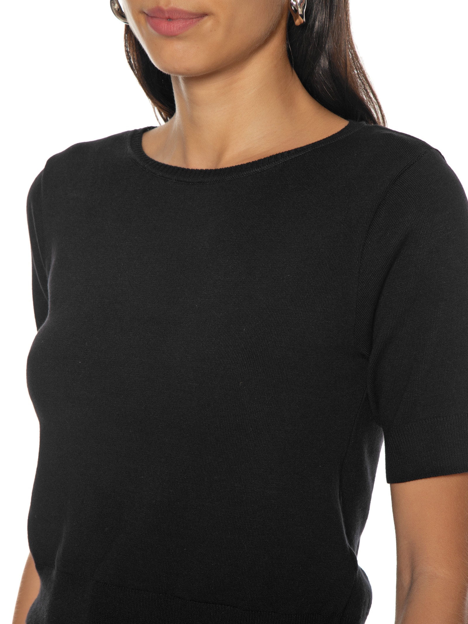 Calvin Klein Jeans - Blusa Feminina Cropped Viscose Com Lycra - Preto
