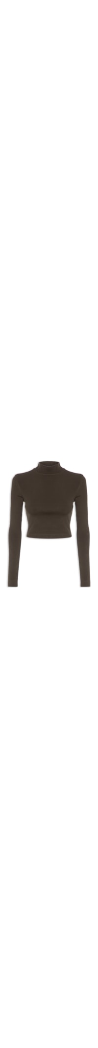 Blusa Feminina Curta Manga Longa Malha Pesada - Marrom