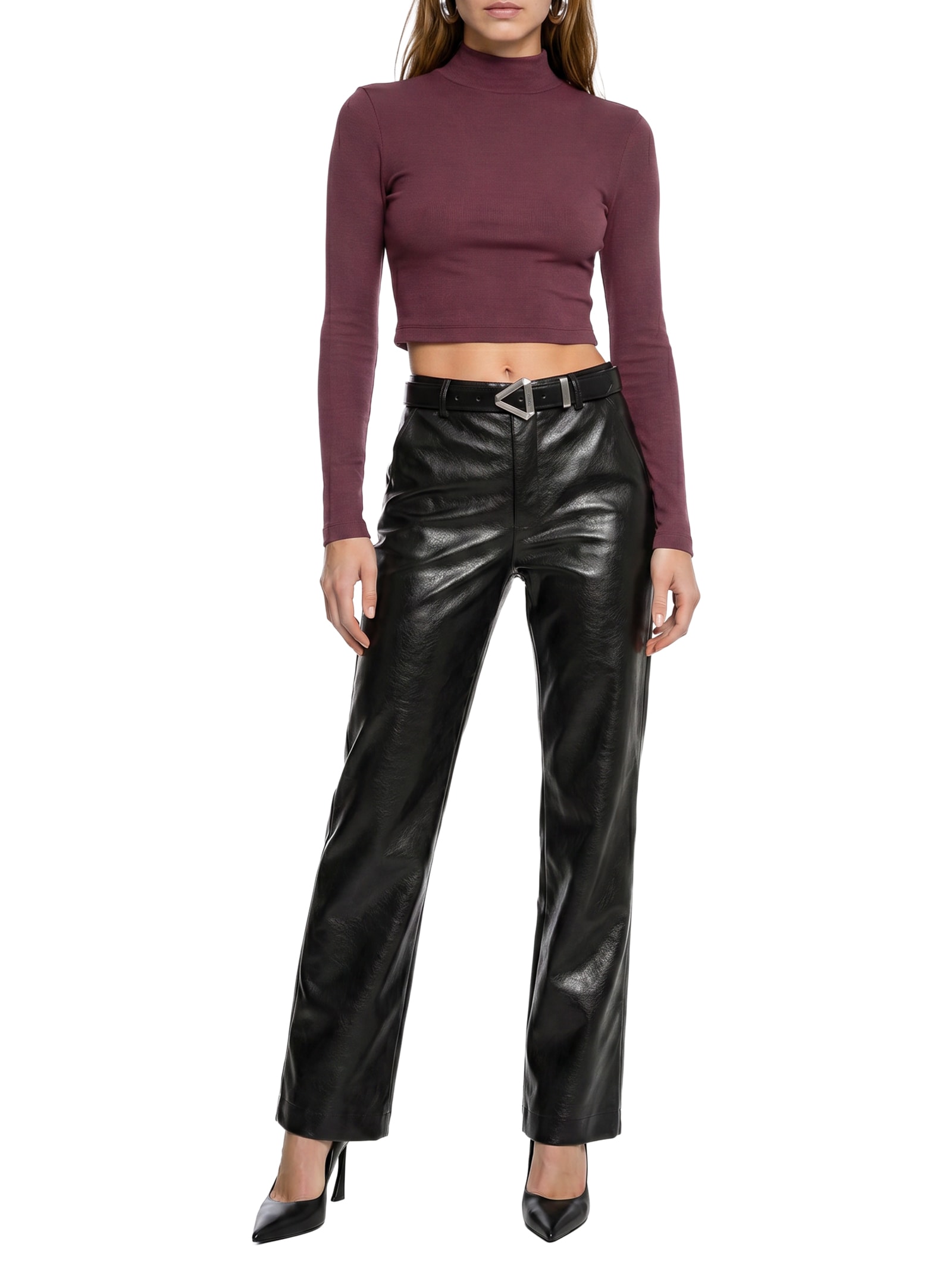 Blusa Feminina Curta Manga Longa Malha Pesada Vermelho Lança Perfume