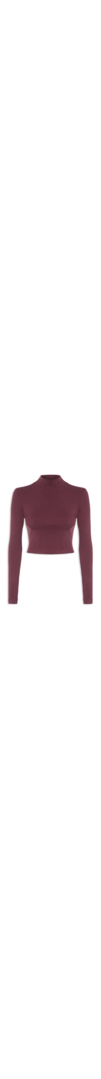Blusa Feminina Curta Manga Longa Malha Pesada - Vermelho