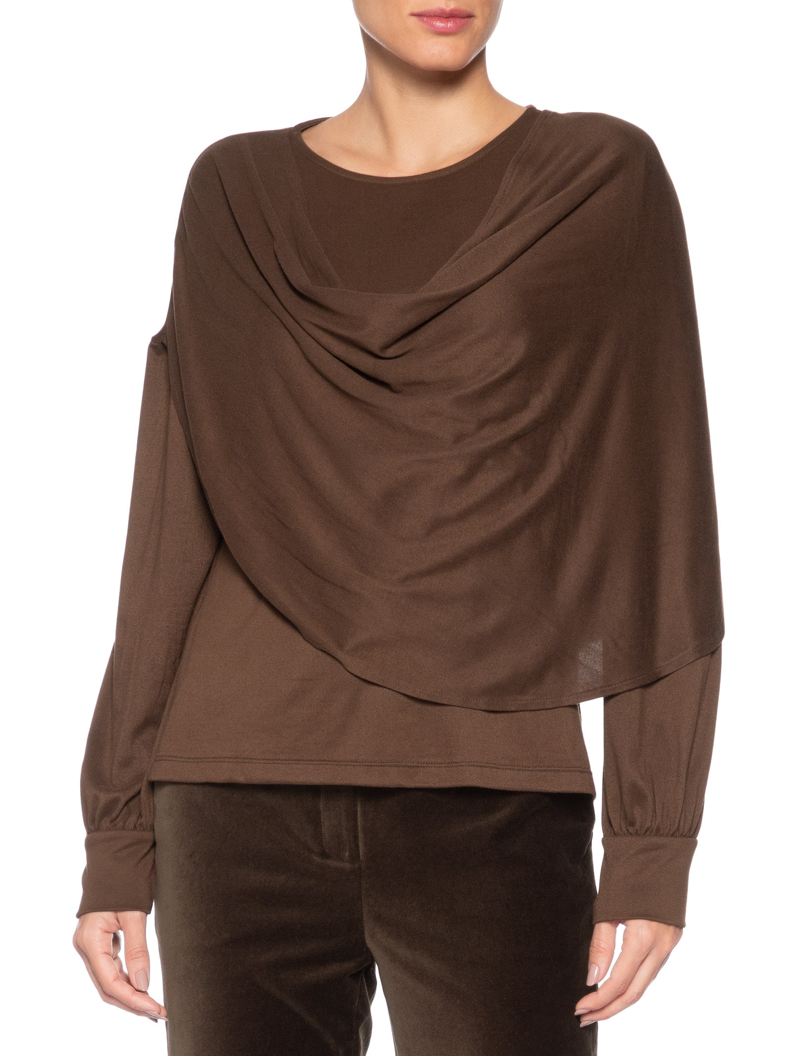 Blusa Feminina Dara Manga Longa Marrom Le Lis