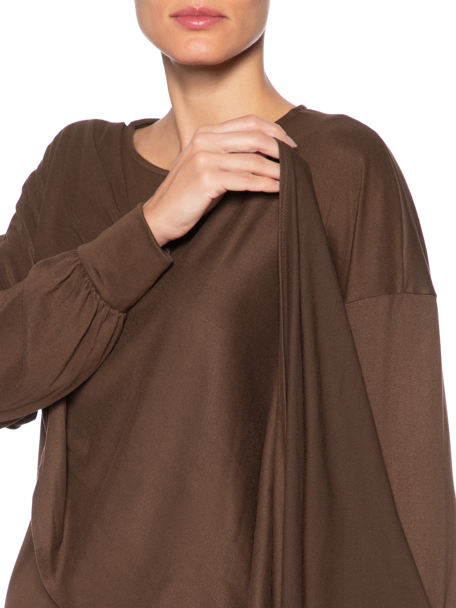Blusa Feminina Dara Manga Longa Marrom Le Lis