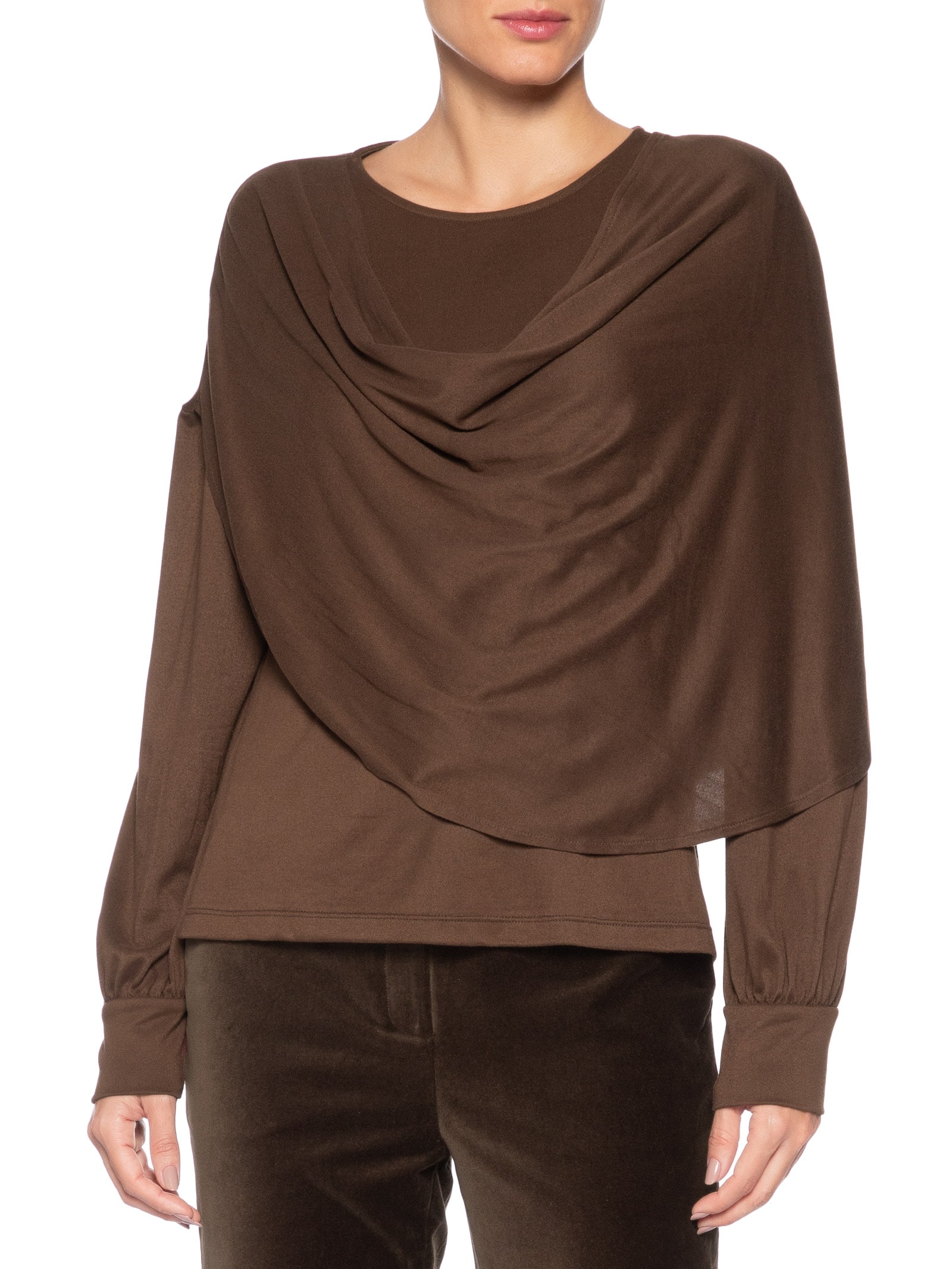 Blusa Feminina Dara Manga Longa Marrom Le Lis