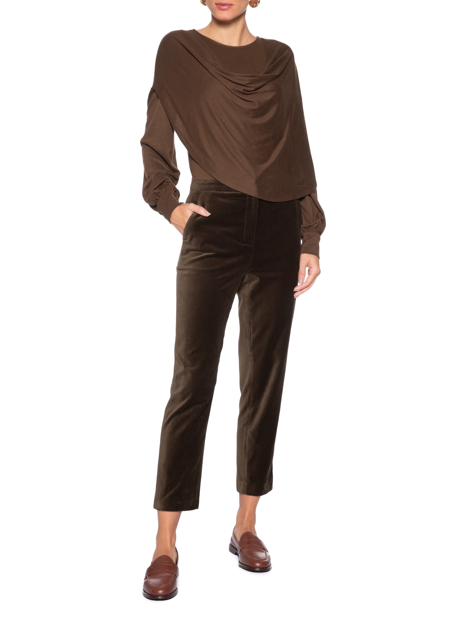 Blusa Feminina Dara Manga Longa Marrom Le Lis