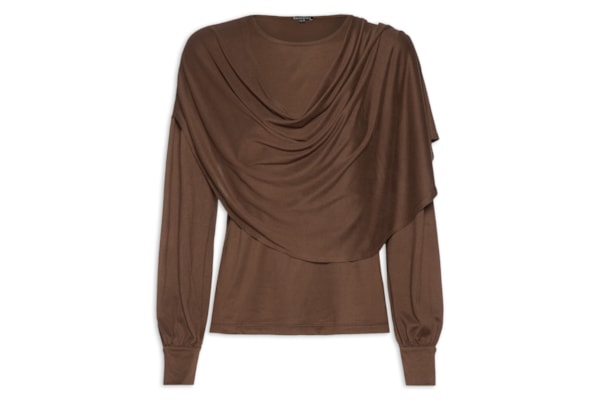 Blusa Feminina Dara Manga Longa - Marrom