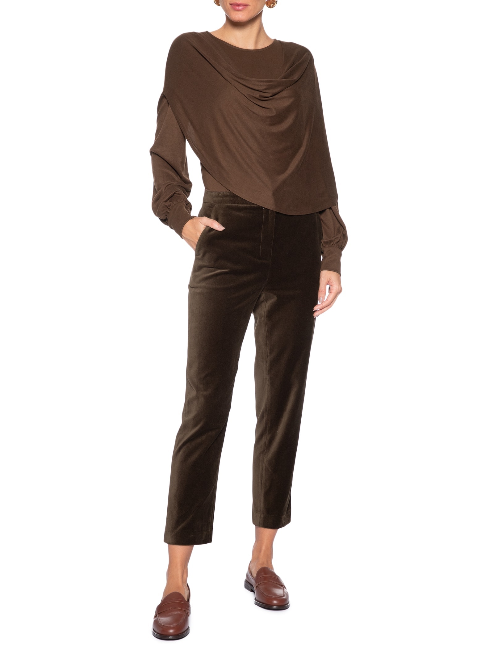 Blusa Feminina Dara Manga Longa Marrom Le Lis