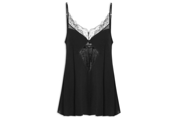 Blusa Feminina de Alça com Renda - Preto