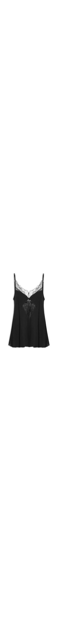 Blusa Feminina de Alça com Renda - Preto