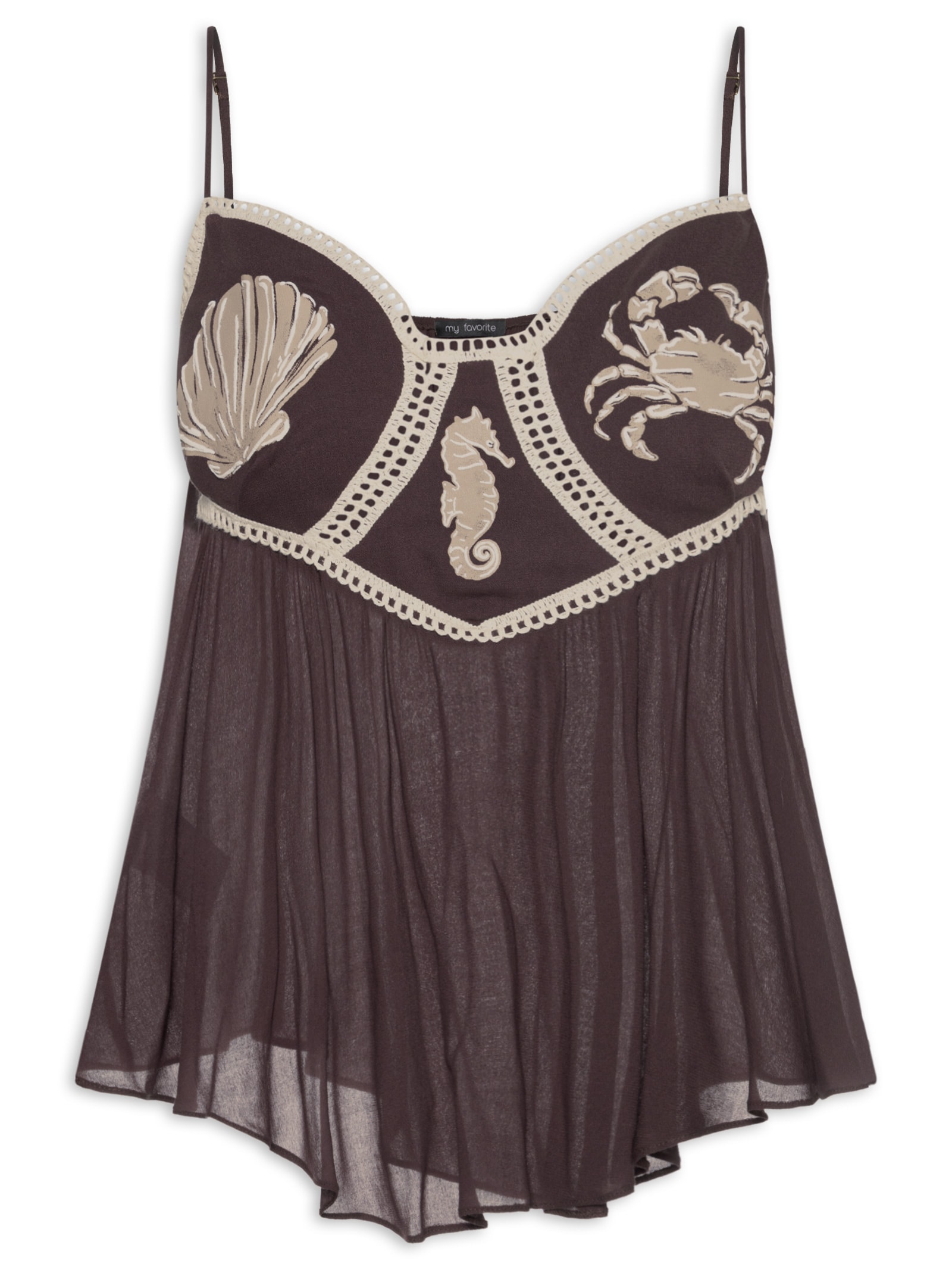 Blusa Feminina De Alça Em Crepe Marrom My Favorite