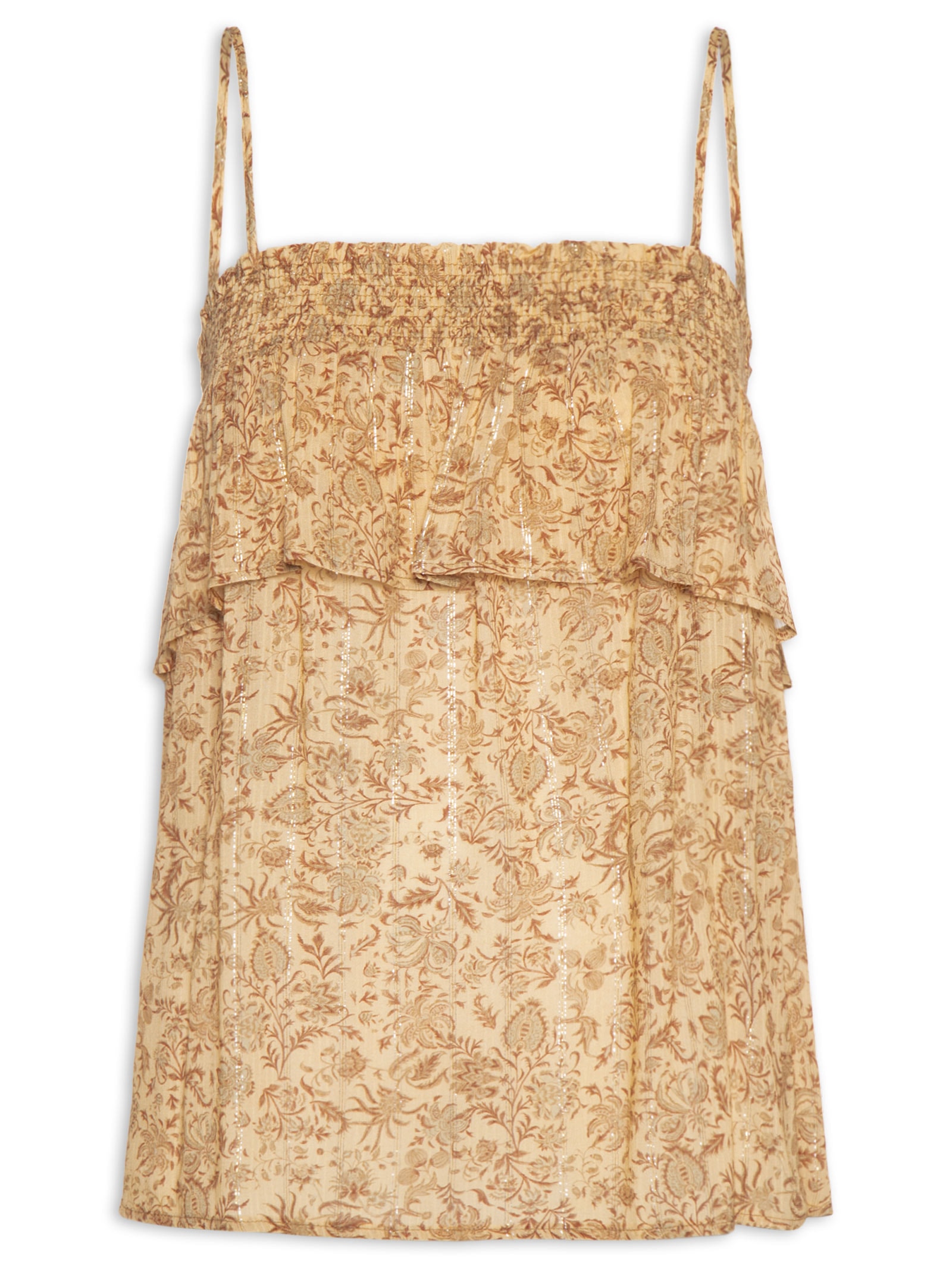 Blusa Feminina de Alça Estampada Amarelo Maria Filó