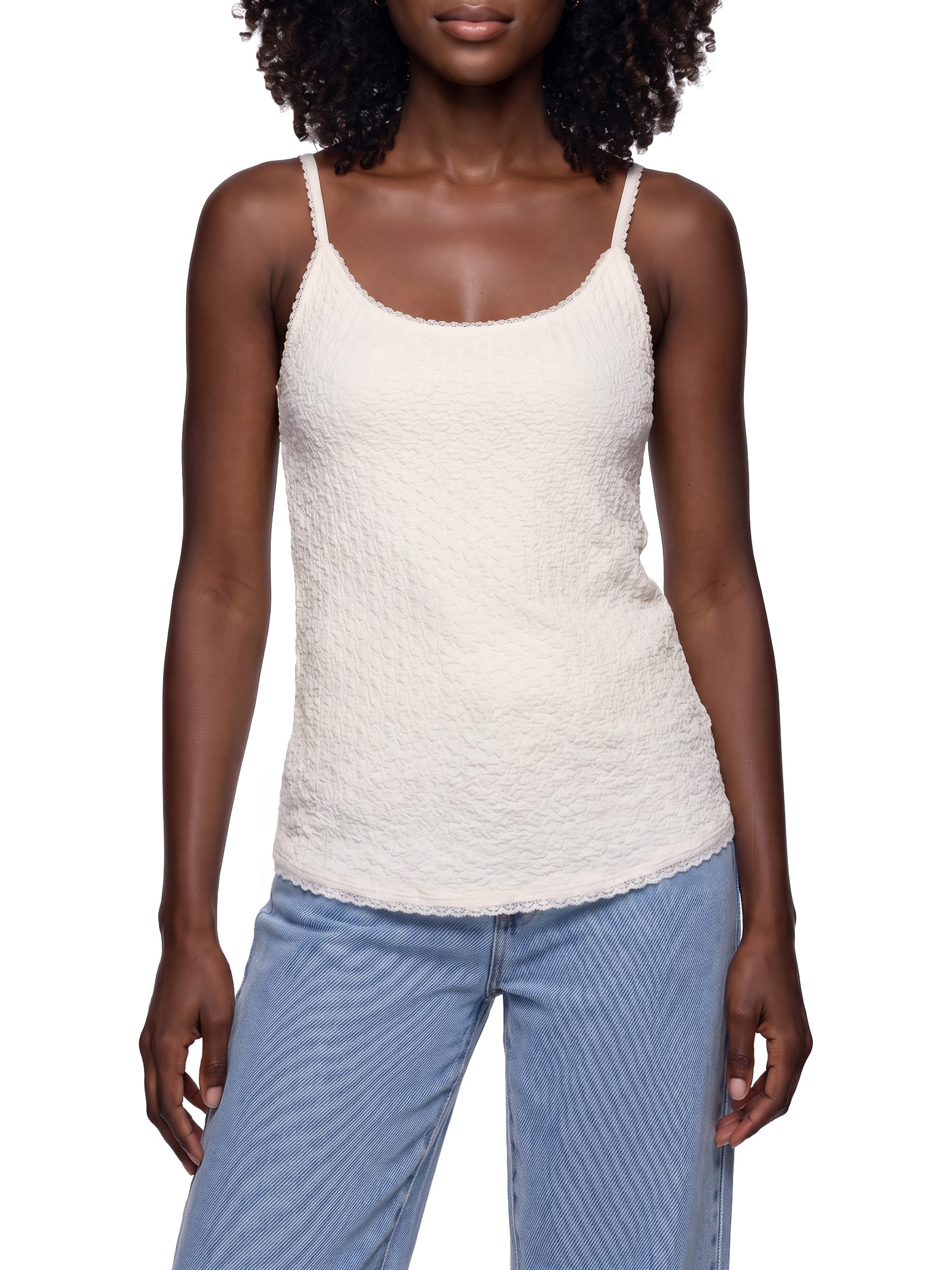 Blusa Feminina De Alça Malha Texturizada Bege Lança Perfume