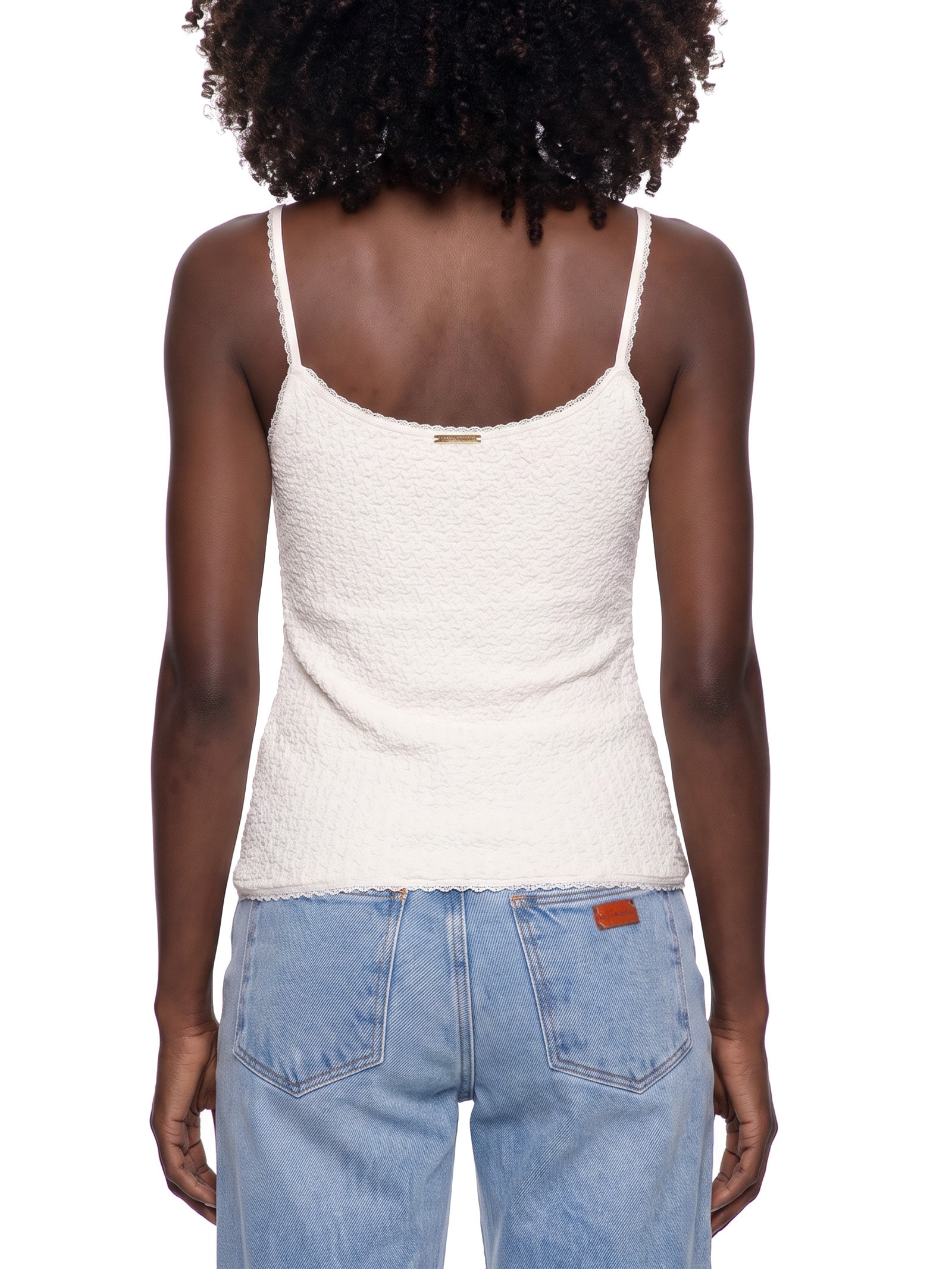 Blusa Feminina De Alça Malha Texturizada Bege Lança Perfume