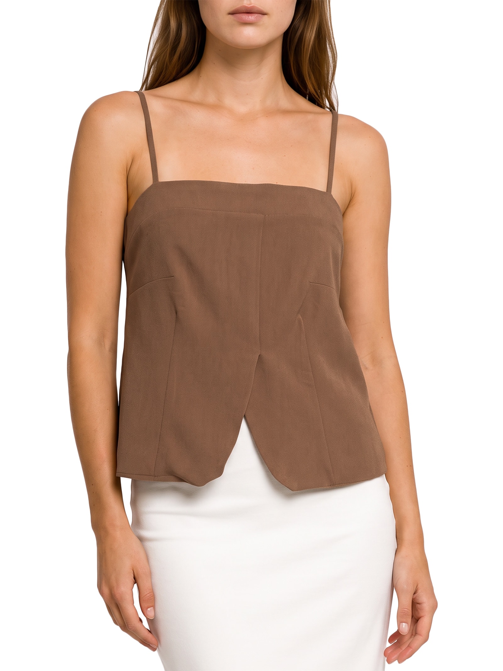 Blusa Feminina De Alças Decote Costas Marrom Lança Perfume