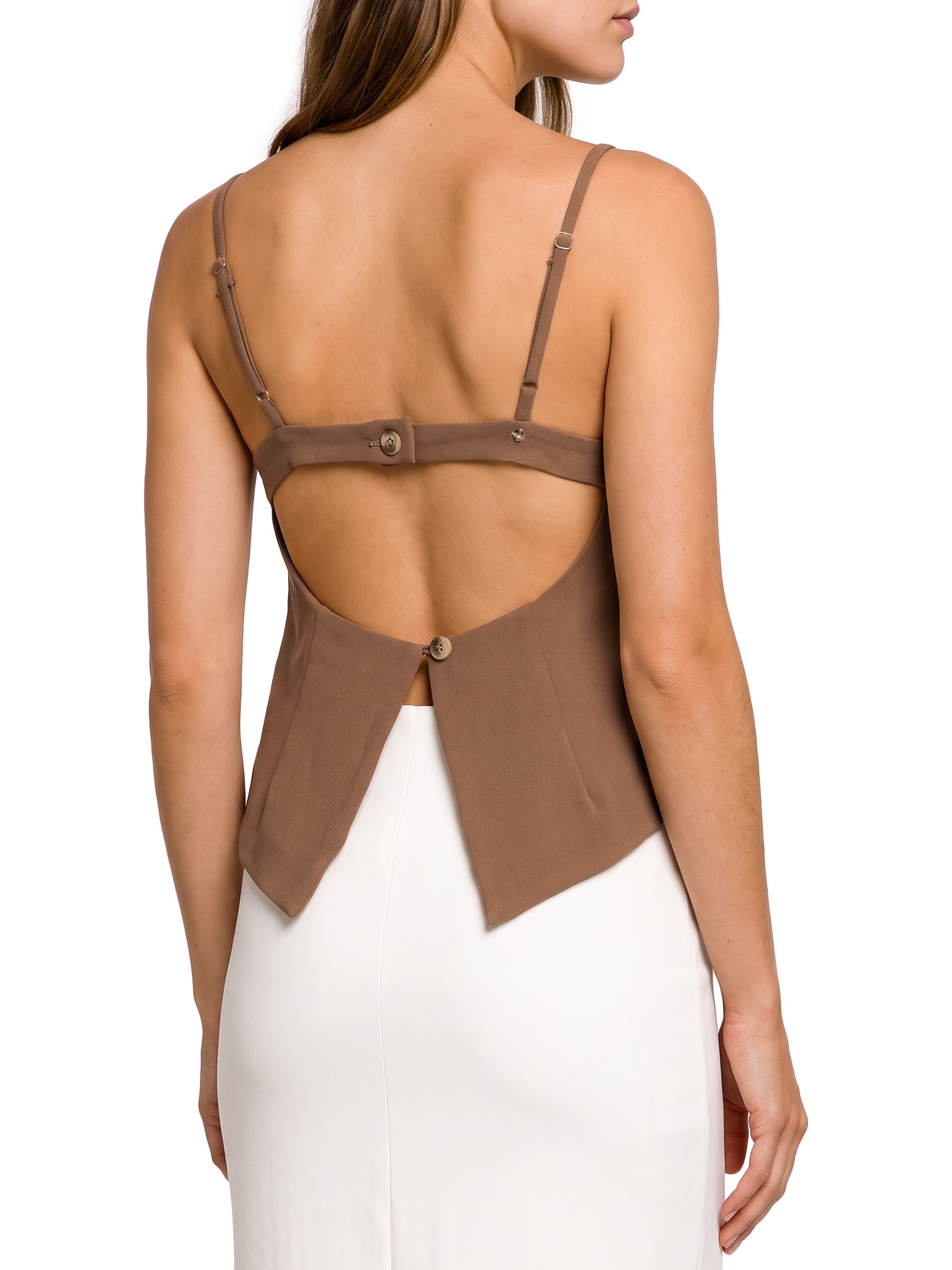Blusa Feminina De Alças Decote Costas Marrom Lança Perfume