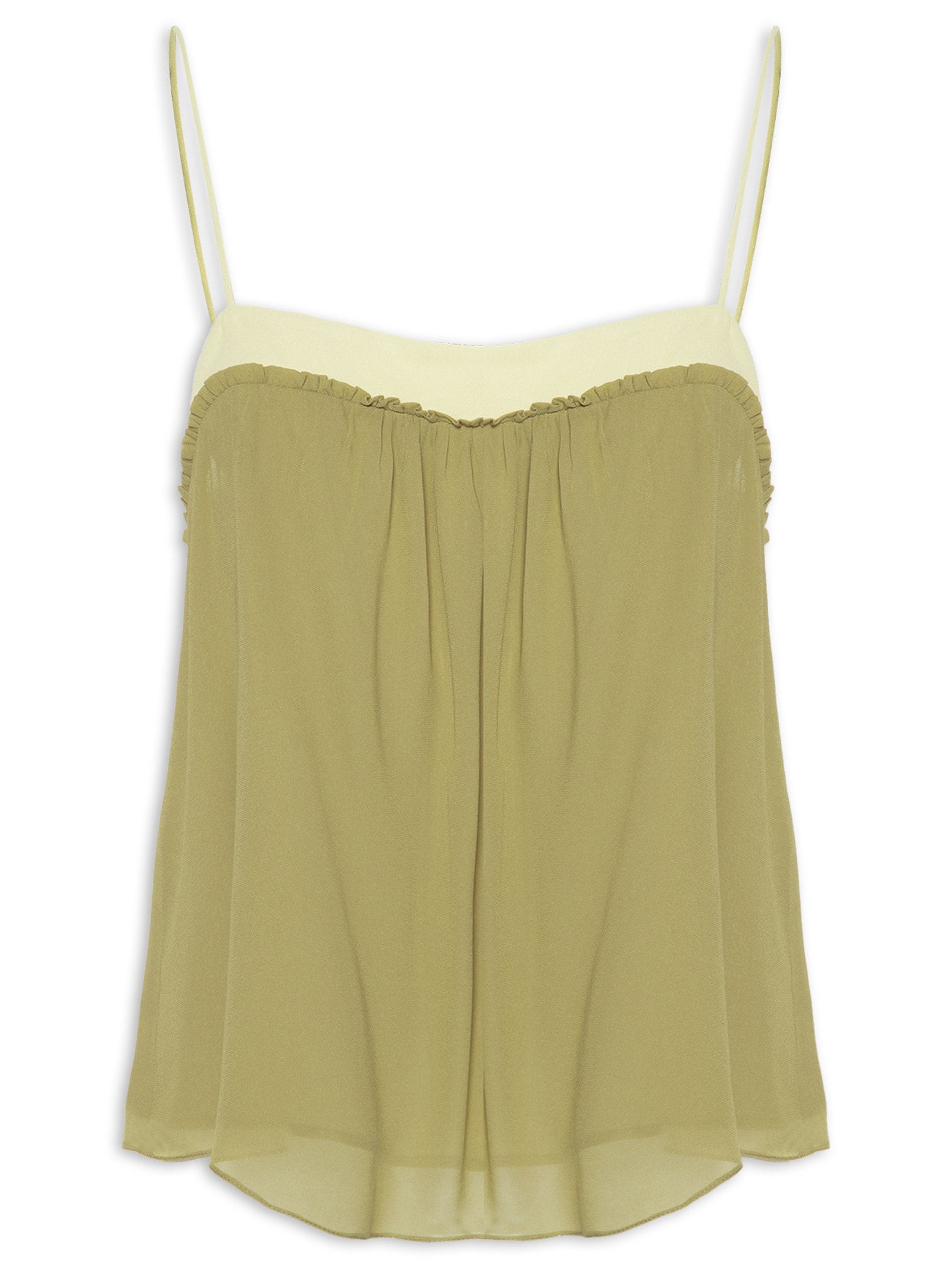 Blusa Feminina De Alcinha Babado Bicolor Verde Animale