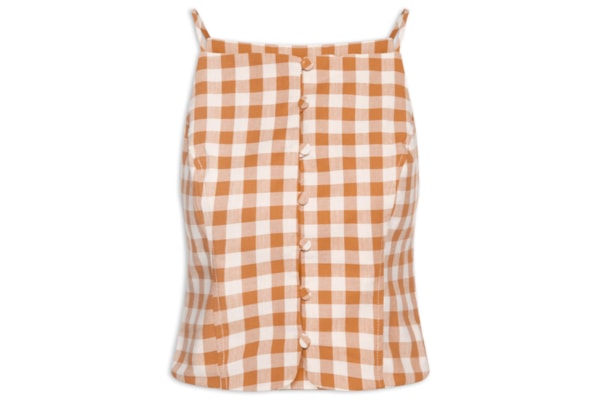 Blusa Feminina De Algodão Xadrez - Bege