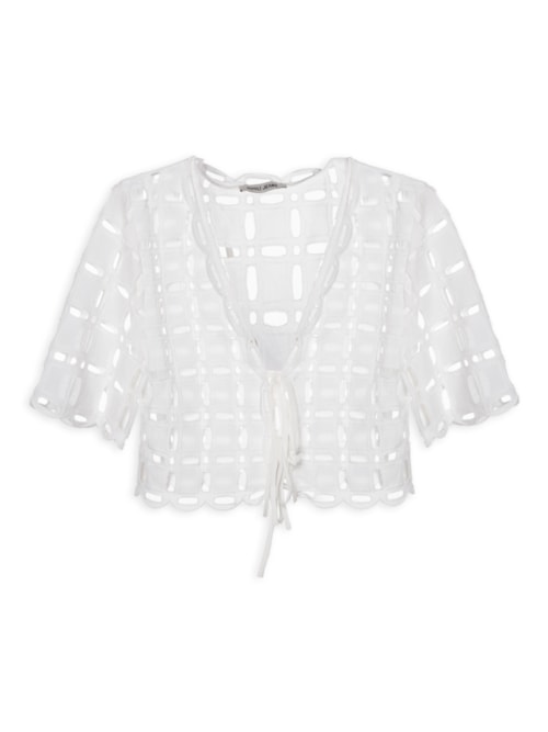 Blusa Feminina De Laise Com Amarrações Frente - Branco