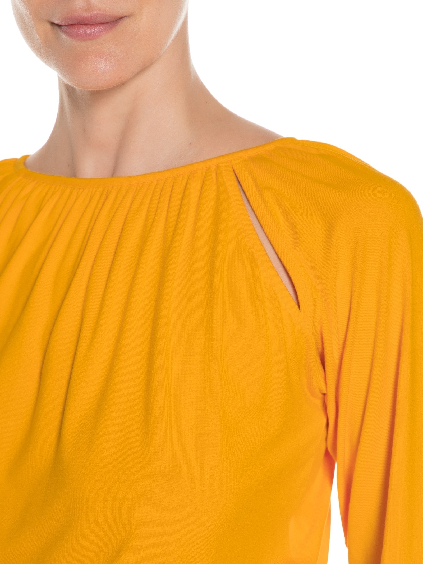 Blusa Feminina De Malha Com Manga Longa Abertura Amarelo '2Essential