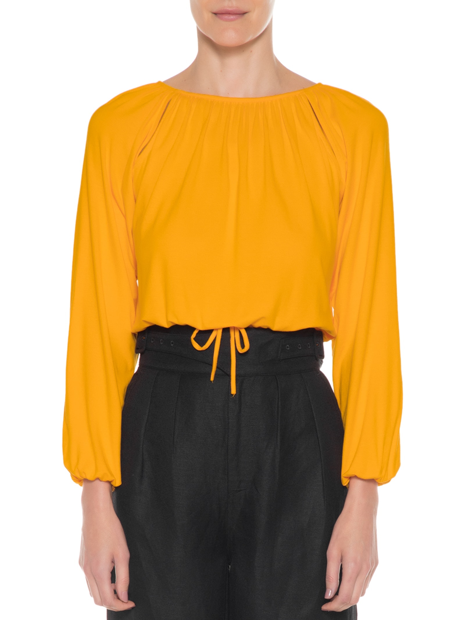 Blusa Feminina De Malha Com Manga Longa Abertura Amarelo '2Essential