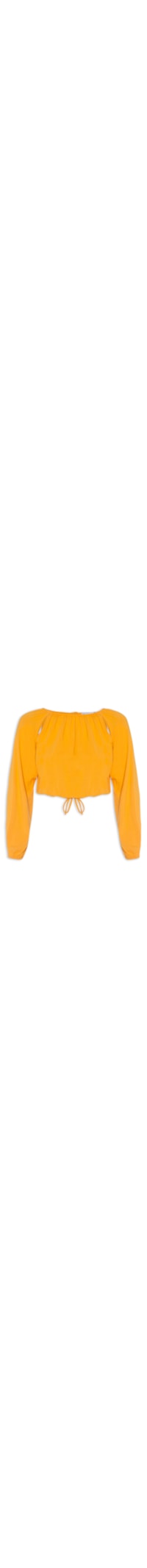 Blusa Feminina De Malha Com Manga Longa Abertura - Amarelo