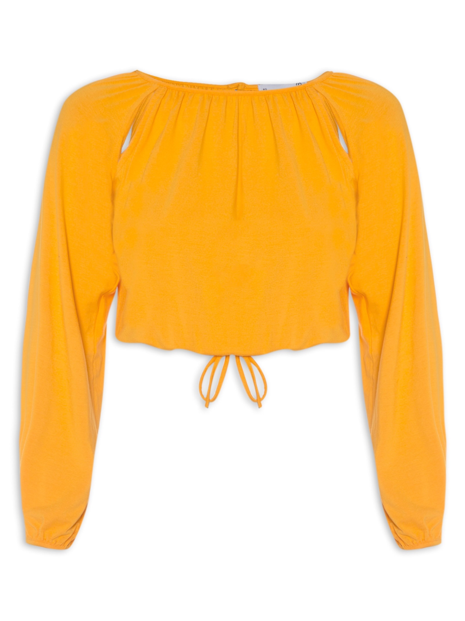 Blusa Feminina De Malha Com Manga Longa Abertura Amarelo '2Essential