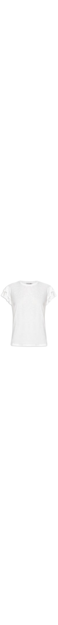 Blusa Feminina De Malha Com Mangas De Babado - Branco