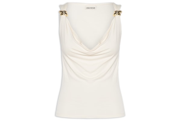Blusa Feminina De Malha Com Metal Nas Alças - Off White