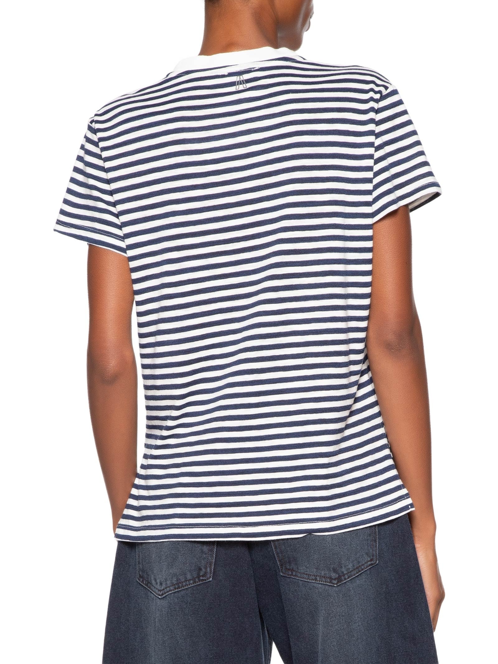 Blusa Feminina De Malha Listrada Decote V Azul Animale Jeans