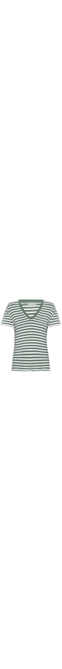 Blusa Feminina De Malha Listrada Decote V - Verde
