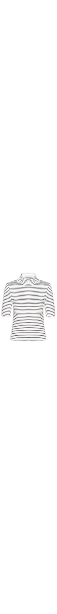 Blusa Feminina De Malha Listrada Manga Curta - Branco